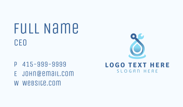 Gradient Water Wrench Business Card Design Image Preview
