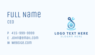 Gradient Water Wrench Business Card Image Preview