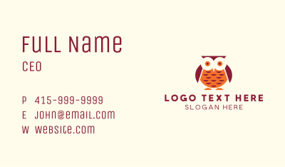 Chubby Owl Mascot Business Card Image Preview