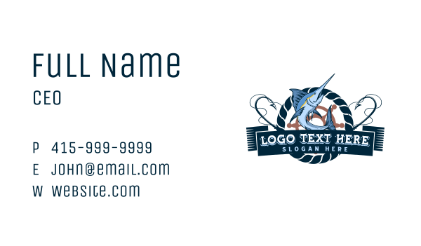 Nautical Marlin Fish Business Card Design Image Preview