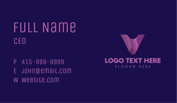Purple App Letter V Business Card Design Image Preview