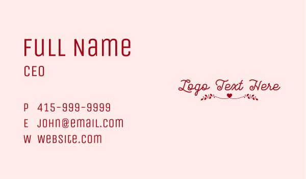 Romantic Valentine Wordmark  Business Card Design Image Preview