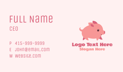 Pink Piglet Mascot  Business Card