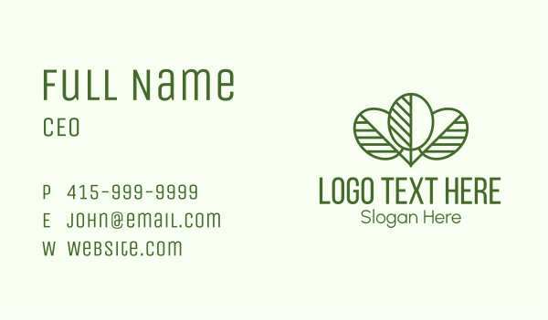 Minimalist Linear Leaf Business Card Design Image Preview