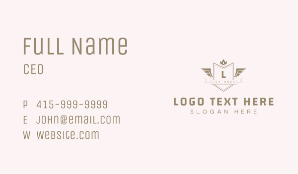 Crown Wing Badge Lettermark Business Card Design Image Preview