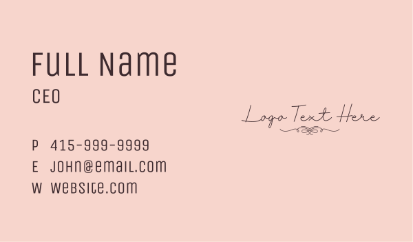 Elegant Feminine Script Business Card Design Image Preview