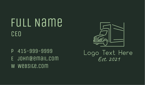 Green Garbage Truck  Business Card Design Image Preview
