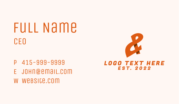 Orange Ampersand Lettering Business Card Design Image Preview
