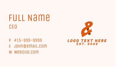 Orange Ampersand Lettering Business Card Image Preview