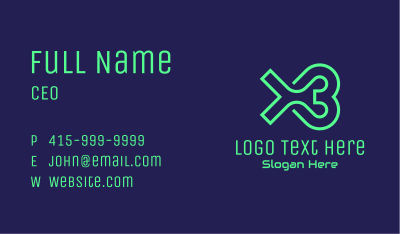 Neon Green X3 Gamer  Business Card
