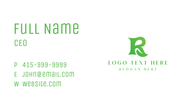 Green Leaf R Business Card Design Image Preview