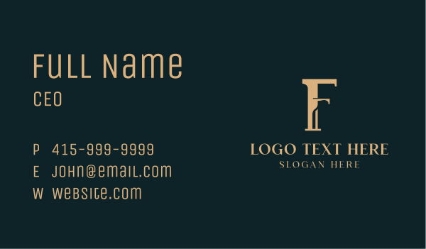 Classic Gold Letter F Business Card Design Image Preview