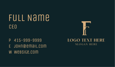 Classic Gold Letter F Business Card Image Preview