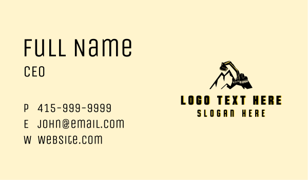 Backhoe Industrial Excavator Business Card Design Image Preview