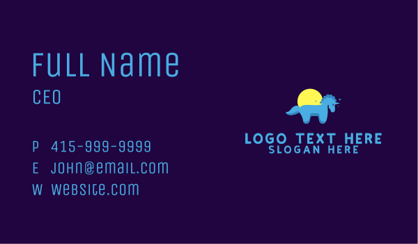 Blue Little Unicorn Business Card Design Image Preview