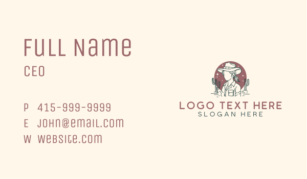 Cowgirl Western Girl Business Card Design Image Preview