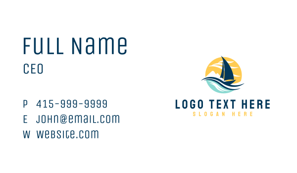 "Sail Boat Ocean Waves " Business Card Design Image Preview