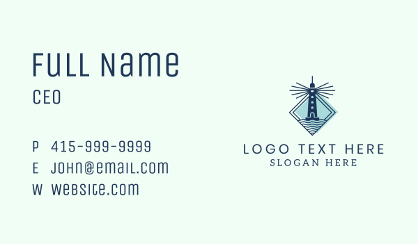 Nautical Lighthouse Ocean Business Card Design Image Preview