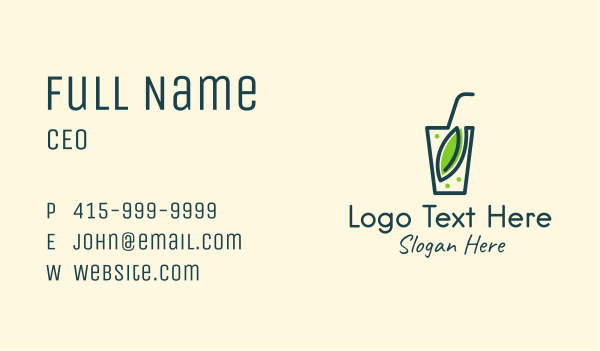 Minimalist Leaf Drink Business Card Design Image Preview