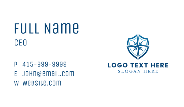 Premium Compass Shield Business Card Design Image Preview