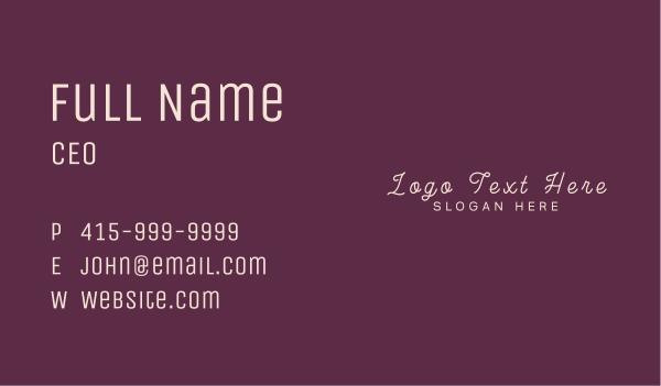 Feminine Cursive Wordmark Business Card Design Image Preview