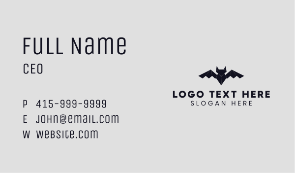Black Bat Origami Business Card Design Image Preview