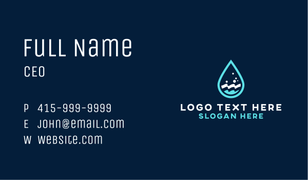 Aqua Wave Droplet Business Card Design Image Preview