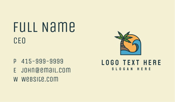 Tropical Beach Island Business Card Design Image Preview