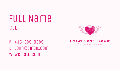 Scribble Heart Wings Business Card Image Preview