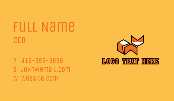 Orange Geometric Fox  Business Card Design Image Preview