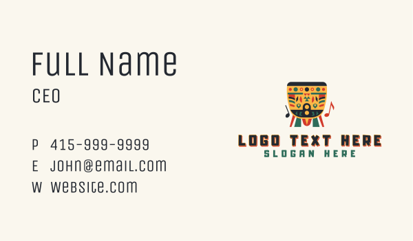 Native Drum Percussion Business Card Design Image Preview