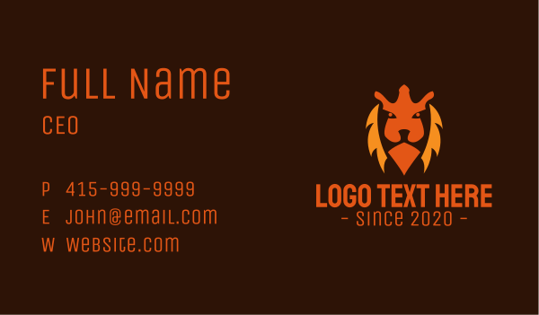 Aggressive Lion Face Business Card Design Image Preview