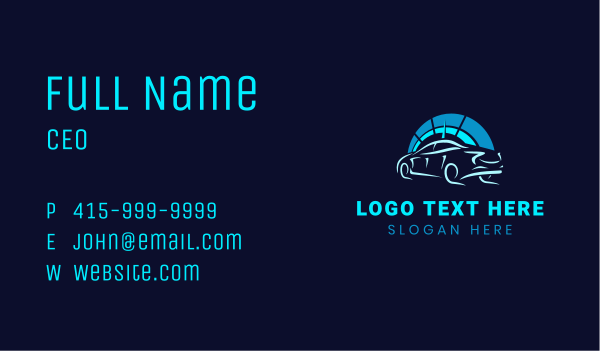Blue Car Speedometer Business Card Design Image Preview