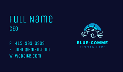 Blue Car Speedometer Business Card Image Preview