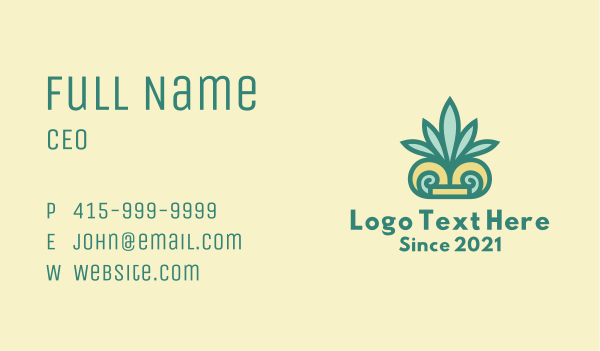 Tropical Palm Leaf  Business Card Design Image Preview