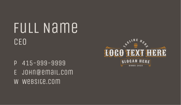 Rustic Tavern Wordmark Business Card Design Image Preview