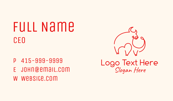 Monoline Red Bull Business Card Design Image Preview