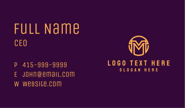 Golden Letter M Business Card Design Image Preview
