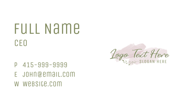 Watercolor Feminine Wordmark Business Card Design Image Preview