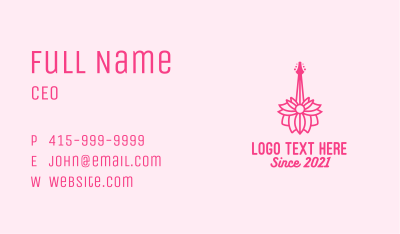 Pink Floral Guitar Business Card Image Preview