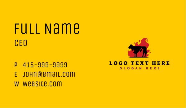 BBQ Steak Flame Business Card Design Image Preview