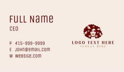 Floral Afro Woman Business Card Image Preview