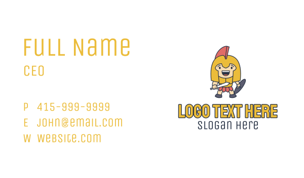 Kid Warrior Costume Business Card Design Image Preview