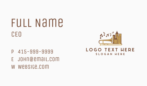 Urban Trombone Musical Instrument Business Card Design Image Preview