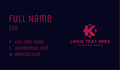 Gradient  Square Letter K Business Card Image Preview