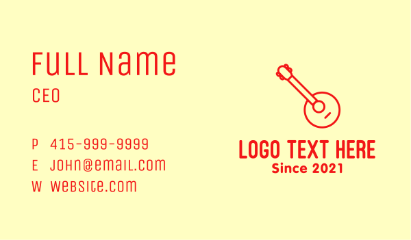 Red Banjo Guitar Business Card Design Image Preview