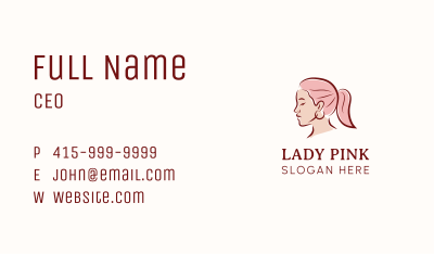 Pink Hair Woman Business Card Image Preview