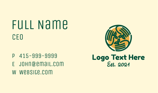 Sustainable Eco Hands  Business Card Design Image Preview