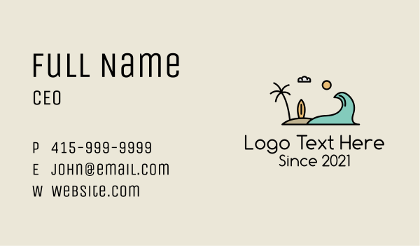 Surfing Surf Beach Wave Business Card Design Image Preview