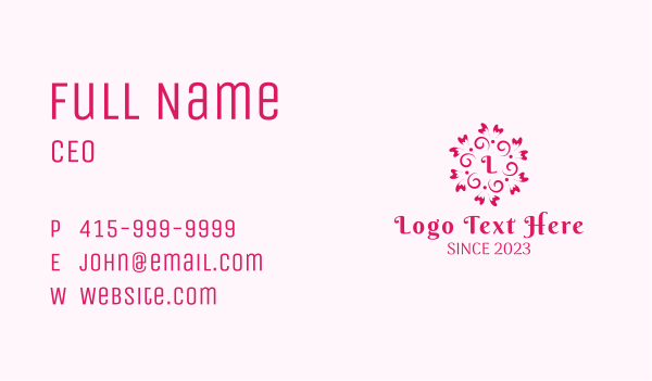 Pink Flower Lettermark  Business Card Design Image Preview